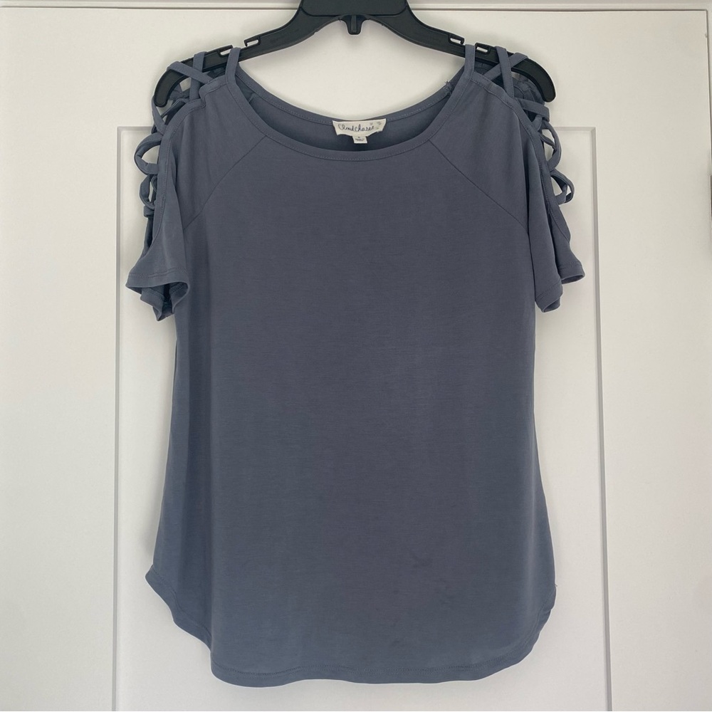 Cloud Chaser Gray Cut Out Short Sleeve T-Shirt